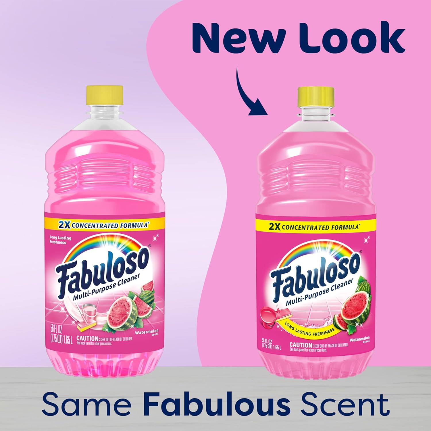 Fabuloso Multi-Purpose Cleaner and Floor Cleaner, 2X Concentrated Formula, Long-Lasting Freshness, Watermelon Scent, 56 fluid ounces