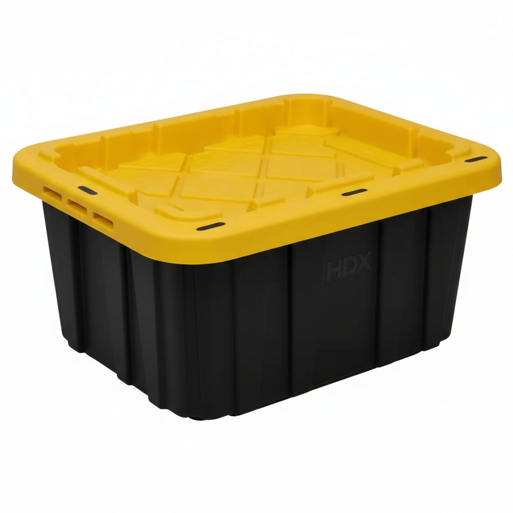 HDX Tough Polypropylene Plastic 27 Gal. Storage Tote in Black by HDX (4 pack)