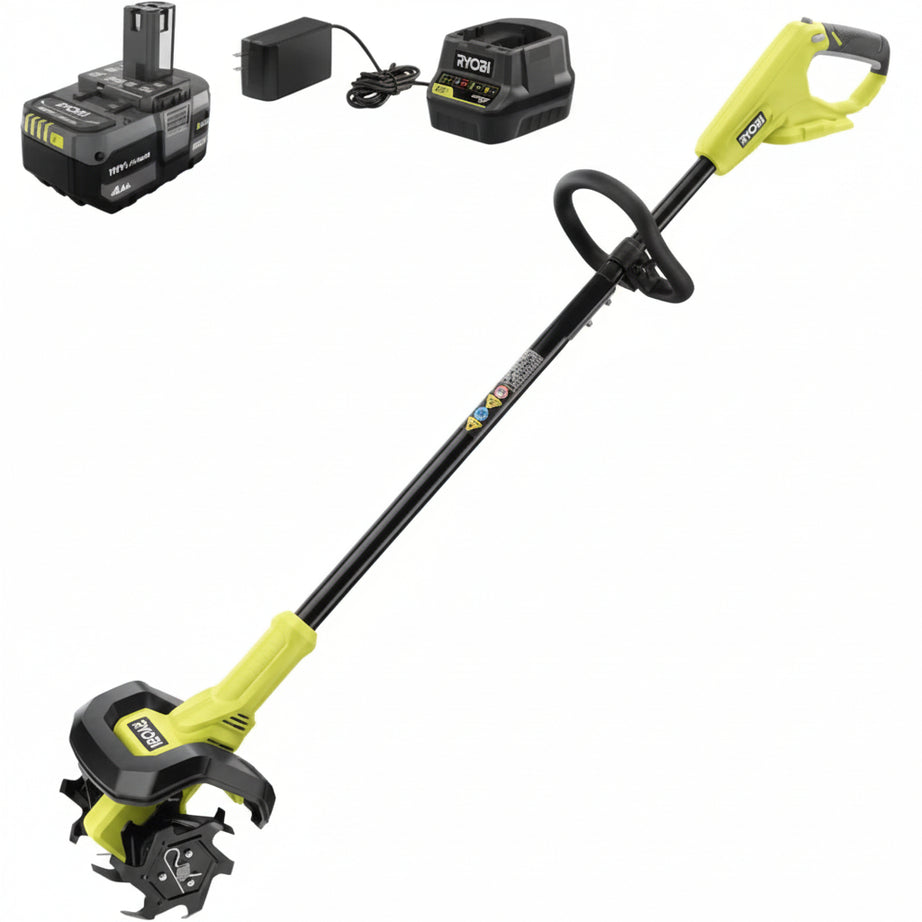 RYOBI ONEAND 18V 8 in. Cordless Cultivator with 4.0 AH Battery and Charger P2750