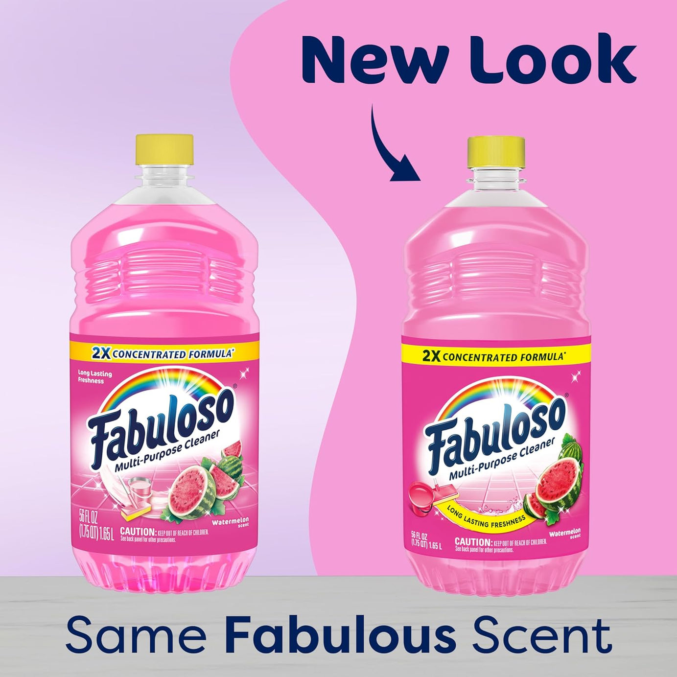 Fabuloso Multi-Purpose Cleaner and Floor Cleaner, 2X Concentrated Formula, Long-Lasting Freshness, Watermelon Scent, 56 fluid ounces