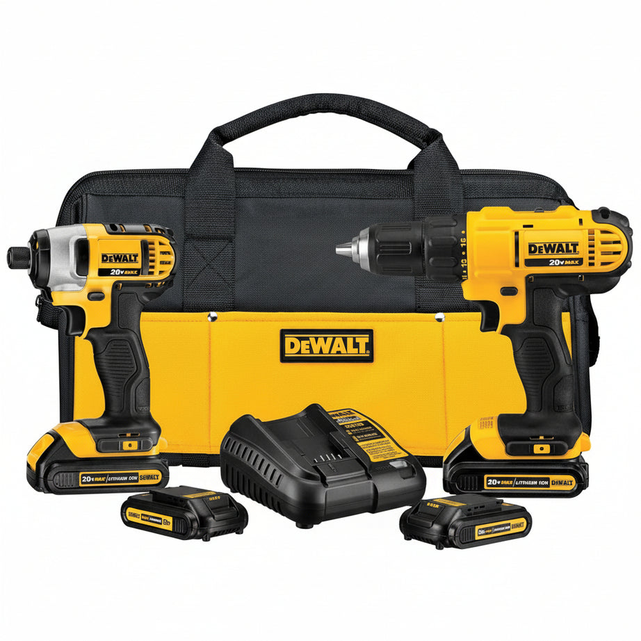 DEWALT 20V MAX Cordless Drill and Impact Driver, Power Tool Combo Kit , Includes 2 Batteries, Charger and Bag (DCK240C2)